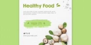 健康食品海报模板,健康食物,果蔬海报,绿色果蔬,广告海报,PSD